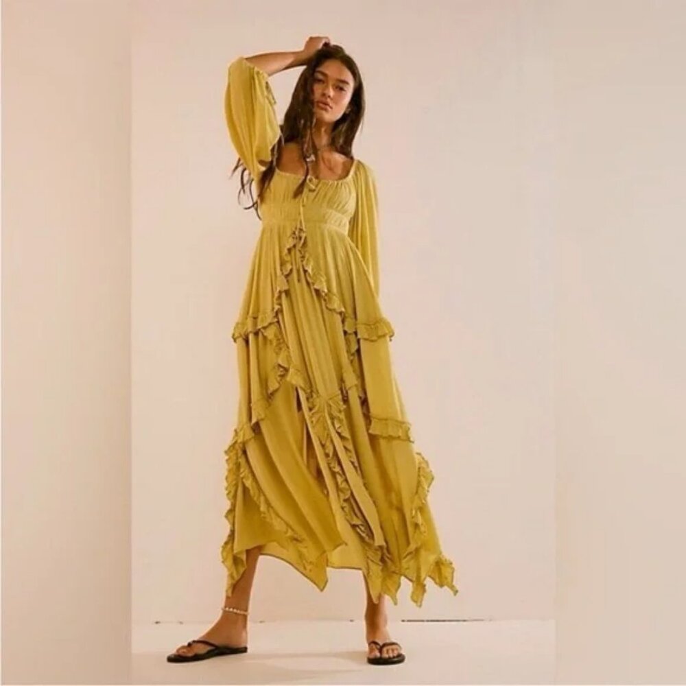 Free People In Your Dreams Maxi Dress Moss Green Size Small (S) NWOT